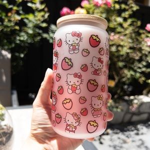 Kawaii Kitty Iced Coffee Cup | 16 oz Libbey glass can | Sublimation Mug